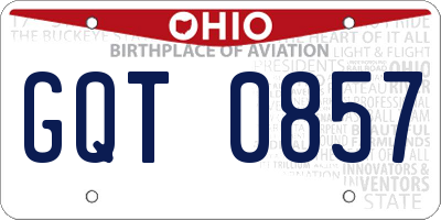 OH license plate GQT0857