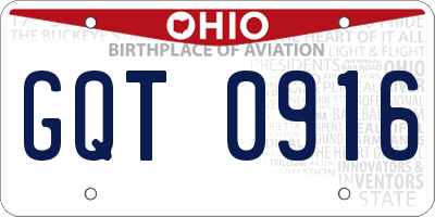 OH license plate GQT0916