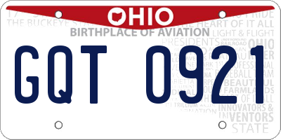 OH license plate GQT0921