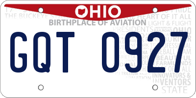 OH license plate GQT0927