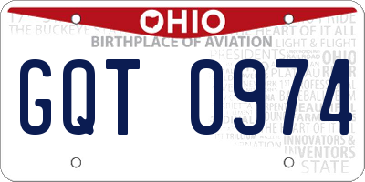 OH license plate GQT0974