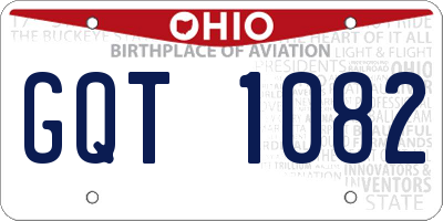 OH license plate GQT1082