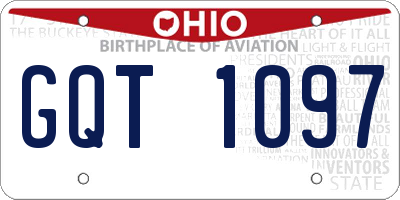 OH license plate GQT1097