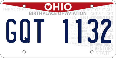 OH license plate GQT1132