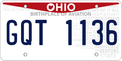 OH license plate GQT1136