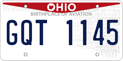 OH license plate GQT1145