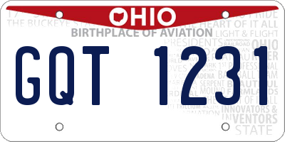 OH license plate GQT1231