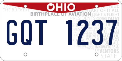 OH license plate GQT1237