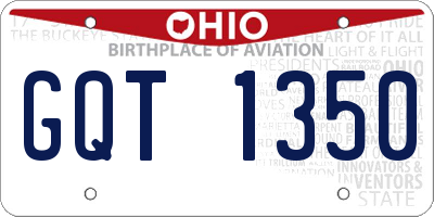 OH license plate GQT1350