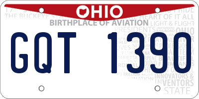 OH license plate GQT1390