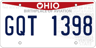 OH license plate GQT1398