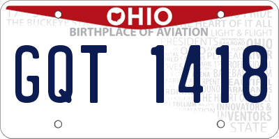 OH license plate GQT1418