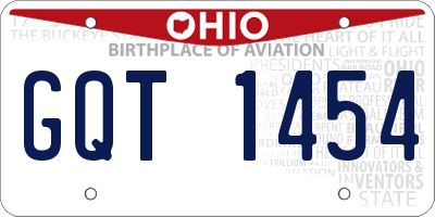 OH license plate GQT1454