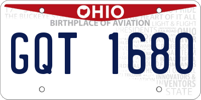 OH license plate GQT1680