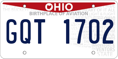 OH license plate GQT1702