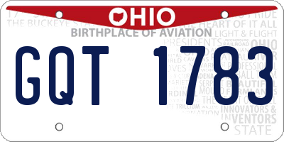 OH license plate GQT1783
