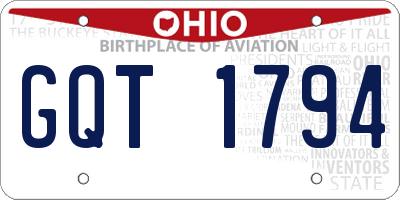OH license plate GQT1794