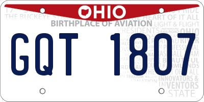 OH license plate GQT1807