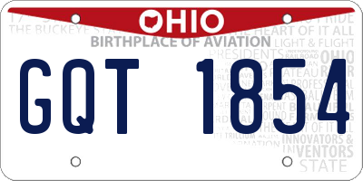 OH license plate GQT1854