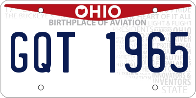 OH license plate GQT1965