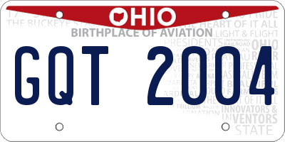 OH license plate GQT2004