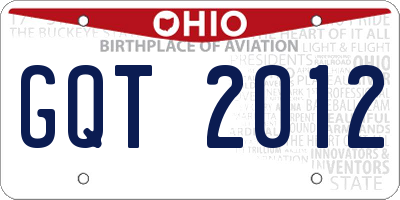 OH license plate GQT2012