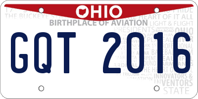 OH license plate GQT2016