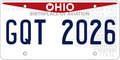 OH license plate GQT2026