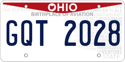 OH license plate GQT2028