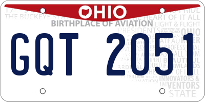 OH license plate GQT2051