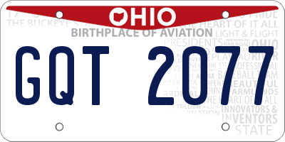 OH license plate GQT2077