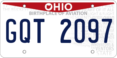 OH license plate GQT2097