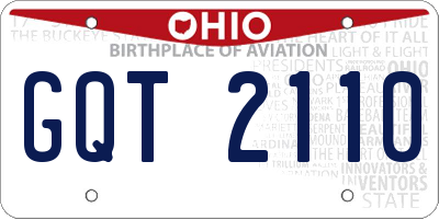 OH license plate GQT2110