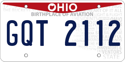 OH license plate GQT2112