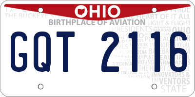 OH license plate GQT2116