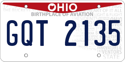 OH license plate GQT2135