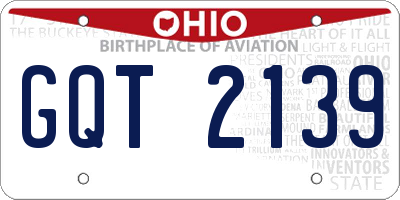OH license plate GQT2139