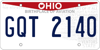 OH license plate GQT2140
