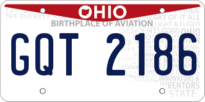 OH license plate GQT2186