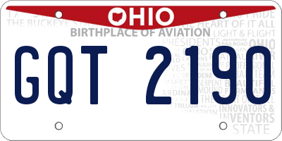 OH license plate GQT2190