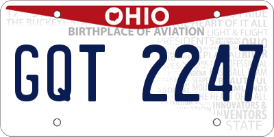 OH license plate GQT2247