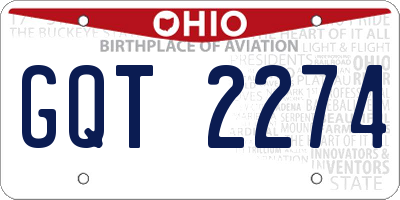 OH license plate GQT2274