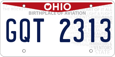 OH license plate GQT2313