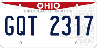 OH license plate GQT2317