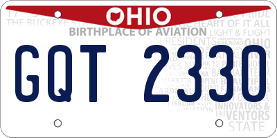 OH license plate GQT2330