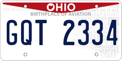 OH license plate GQT2334