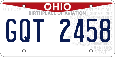 OH license plate GQT2458