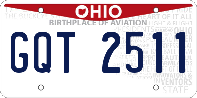 OH license plate GQT2511