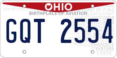 OH license plate GQT2554