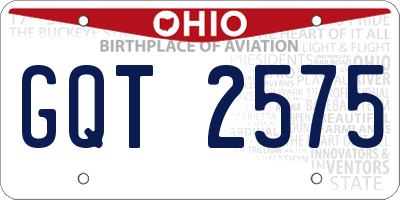 OH license plate GQT2575